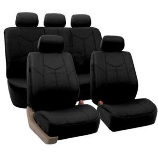 FH Group Black Airbag compatible PU Leather Seat Covers (Full Set)
