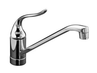 KOHLER K 15175 P CP Coralais Single control Kitchen Sink Faucet with 8 1/2" Spout, Ground Joints and Lever Handle, Less Escutcheon Polished Chrome