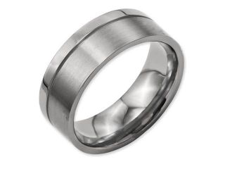 Titanium Grooved 8mm Brushed And Polished Band, Size 10
