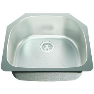 SINKOLOGY Pinnacle Undermount Stainless Steel D Bowl 23 3/8 in. 0 Hole Creased Bottom Single Bowl Kitchen Sink ECOS 239US