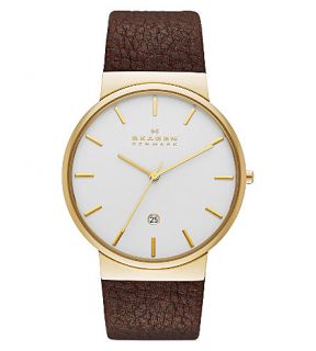 SKAGEN   SKW6142 Ancher rose gold plated and leather watch