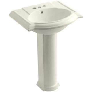 KOHLER Devonshire Vitreous China Pedestal Combo Bathroom Sink in Biscuit with Overflow Drain K 2286 4 96