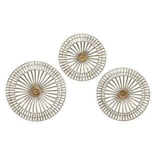 Set of 3 Classic Silver and Gold Wrought Iron Medallion Wall Discs
