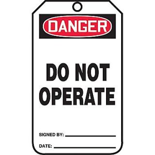 Accuform Signs 5.75 x 3.25 PF Cardstock Safety Tag DANGER DO NOT OPERATE, Red/Black On White