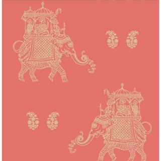 A Street 56 sq. ft. Ophelia Coral Elephant Wallpaper 1014 001838