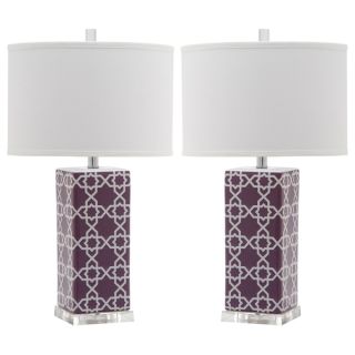 Safavieh Indoor 1 light Light Purple Quatrefoil Table Lamp (Set of 2)