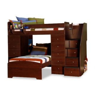 Berg Sierra Twin Over Twin L Shaped Bunk Bed with Storage and Stairs
