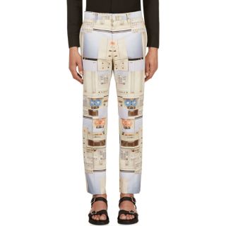 Givenchy Grey & Blue Radio Print Trousers