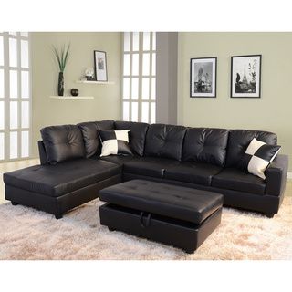 Delma 3 piece Faux Leather Left facing Chaise Sectional Set