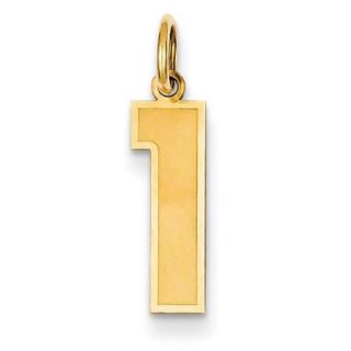 14k Yellow Gold Medium Satin Number 1 Charm Pendant