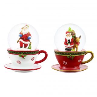 Evergreen Enterprises, Inc 2 Piece Polystone Christmas Tea Cup Water