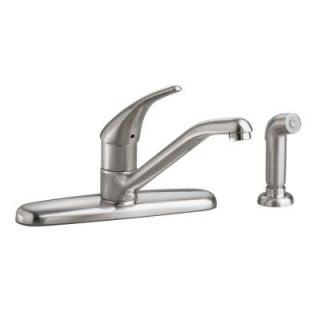American Standard Colony Soft Single Handle Standard Kitchen Faucet with Side Sprayer in Stainless Steel 4175501.075