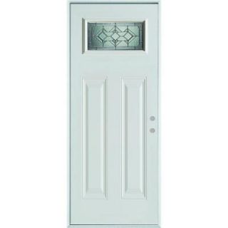 Stanley Doors 36 in. x 80 in. Neo Deco Zinc Rectangular 1 Lite 2 Panel Prefinished White Left Hand Inswing Steel Prehung Front Door 1532A A 36 L Z