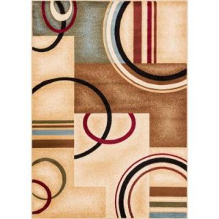 Well Woven Barclay Arcs and Shapes Ivory 9 ft. 3 in. x 12 ft. 6 in. Modern Geometric Area Rug 547828