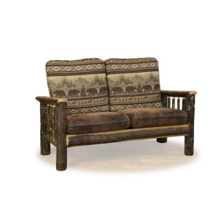 Rustic Hickory Love Seat Sofa *Bear Mt. Fabric* Amish Made USA