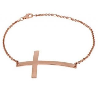 Sterling Adjustable Polished Horizontal Cross Bracelet —