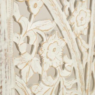 White Hand Carved Wood Screen