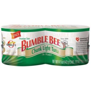 Bumble Bee Chunk Light In Water 5 Oz Cans Tuna, 4 Ct