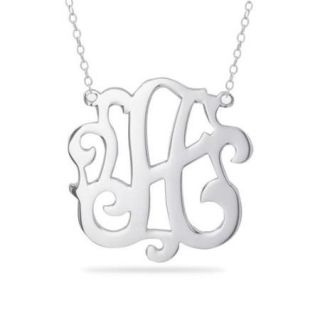 Sterling Silver Calligraphy Initial Pendant Necklace Letter D