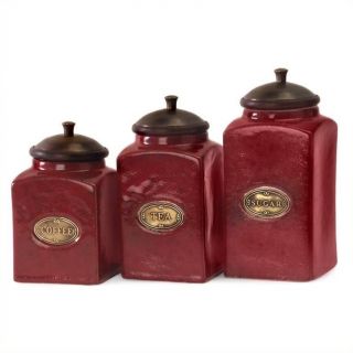 IMAX Corporation Red Ceramic Canisters (Set of 3)   5268 3