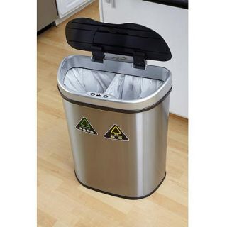 Nine Stars 18.5 Gallon Motion Sensor Recycle Unit and Trash Can, Stainless Steel