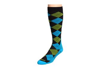 Zensah Argyle Compression Socks Black/Turquoise/Green