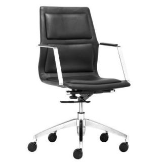 ZUO Luminary Black Leatherette Low Back Office Chair 206186