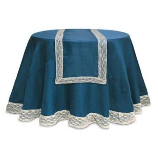 Pack of 6 Opulent Teal & Ivory Christmas Table Runners with Crocheted Edges 70"