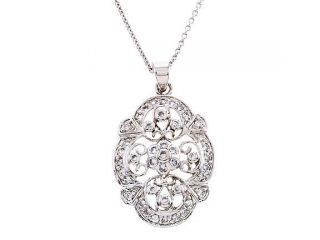 Floral Lacy Filigree C.Z. Diamond (.925) S/S Pendant