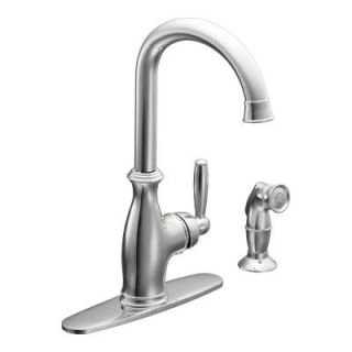 MOEN Brantford High Arc Single Handle Standard Kitchen Faucet with Side Sprayer in Chrome 7735