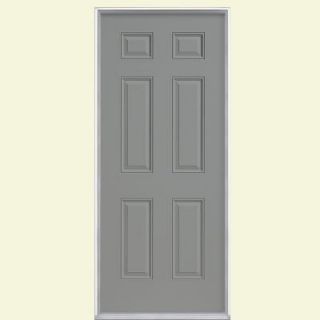 Masonite 32 in. x 80 in. 6 Panel Painted Steel Prehung Front Door with No Brickmold 34221