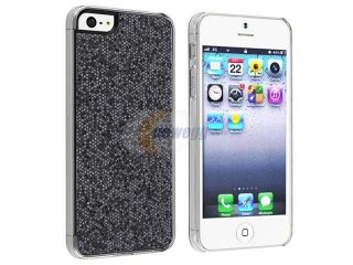 Insten Black Bling Rear Snap on Hard Case Cover + Privacy LCD Protective Film Compatible With Apple iPhone 5