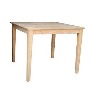 International Concepts 30 x 36 x 36 Square Solid Wood Top Table W/Shaker Legs, Unfinished