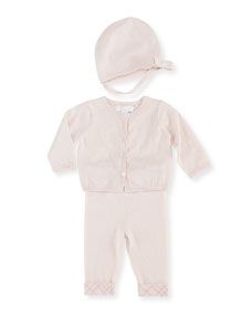 Burberry Cotton/Cashmere 3 Piece Newborn Set, Pink