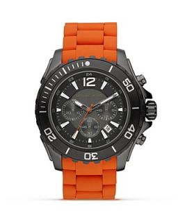 Michael Kors Men's Gunmetal Watch on Orange Silicone Bracelet, 47mm