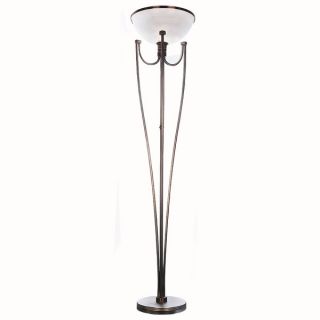 Windsor 1 light Brushed Steel and Copper Torchiere Floor Lamp