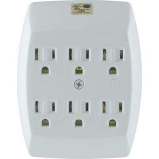 GE 6 Outlet Grounded In Wall Adapter   White 54947