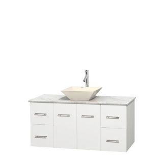 Wyndham Collection Centra White 48 inch Single Carrera Marble Vanity