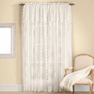 Carly Lace Panels with Attached Valances, Ivory, Set of 2