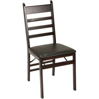 Cosco Ladder Back Wood Folding Chair, Espresso/Black, Set of 2