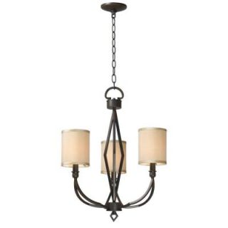 World Imports Decatur 3 Light Rust Iron Chandelier with Shades WI350342