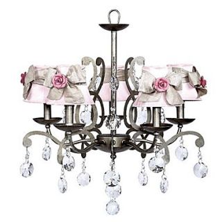 Jubilee Collection Elegance 5 Light Chandelier; Pink with White Sash and Pink Flowers