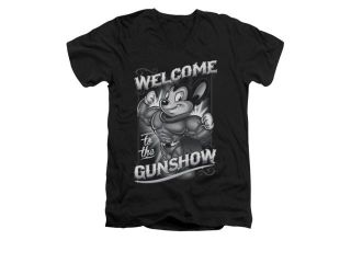 Mighty Mouse Mighty Gunshow Mens V Neck Shirt