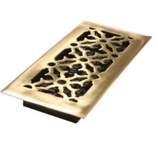 Decor Grates 4 in. x 10 in. Gothic Bright Solid Brass Register AG410