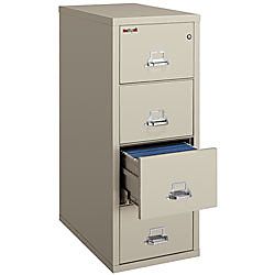 FireKing 25 Vertical File 4 Drawer Legal Size 52 34 H x 20 34 W x 25 D Parchment White Glove Delivery