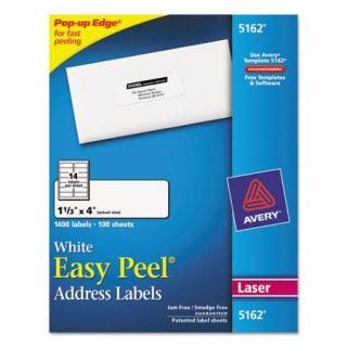 Avery 5162 White Address Labels for Laser Printers, 1 1/3" x 4", 1400 Labels/Pack
