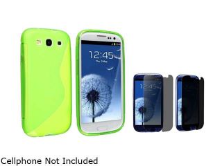 Insten Clear Green S Shape TPU Rubber Case & Privacy Filter Screen Protector For Samsung Galaxy S3 817871