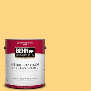 BEHR Premium Plus 1 gal. #320B 5 Zinnia Gold Hi Gloss Enamel Interior/Exterior Paint 840001