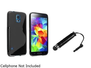 Insten Black S Shape TPU Rubber Case + Black Stylus Pen for Samsung Galaxy S5 SV 1793866