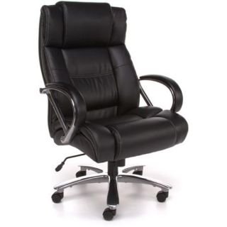 OFM Big and Tall High Back Leather Avenger Series Executive Office Chair, Black